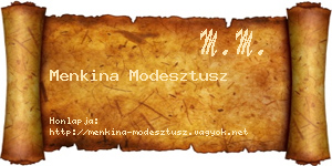 Menkina Modesztusz névjegykártya